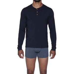 NEW WOOD henley lounge shirt in black